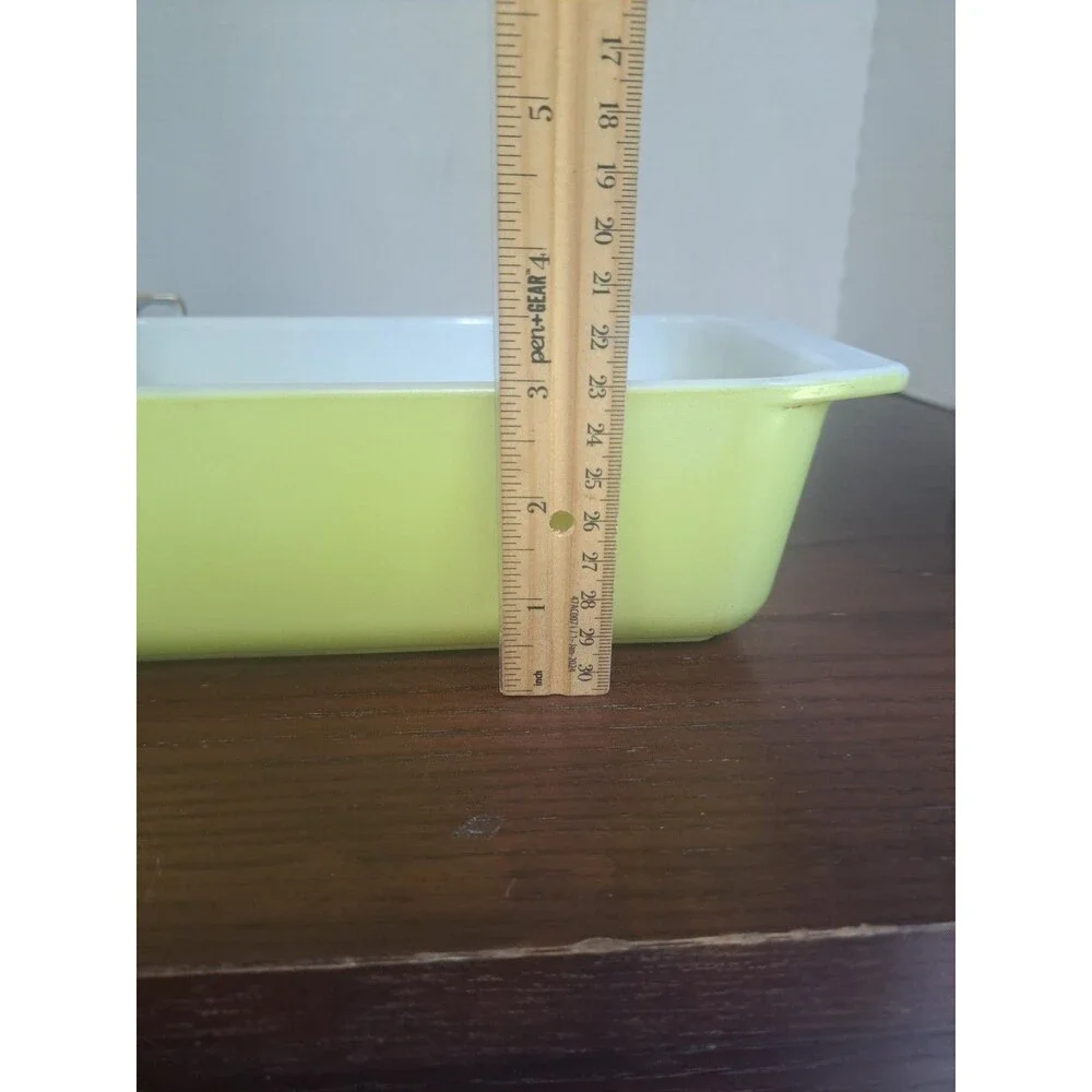 Vintage Pyrex Ovenware Loafpan Opal White Milk Glass With Yellow Exterior...